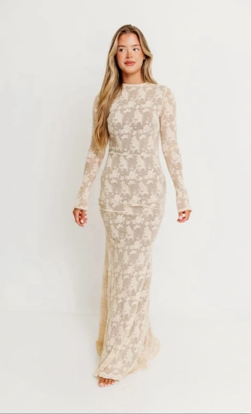 Worth Collective Seraphine Maxi Dress Cream Medium New w/Tags